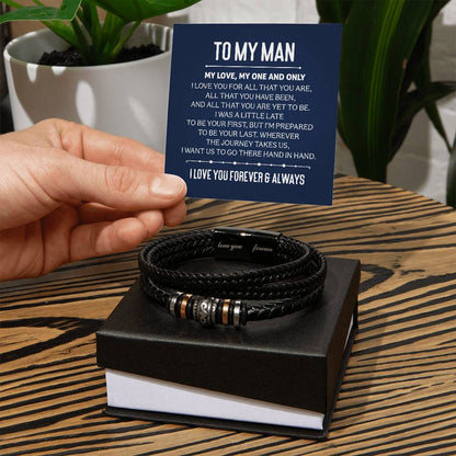 To My Man, My love, My one and only. Bracelet Gift for Husband