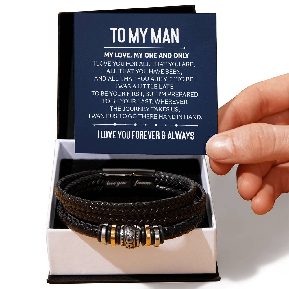 To My Man, My love, My one and only. Bracelet Gift for Husband