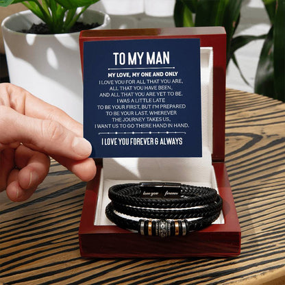 To My Man, My love, My one and only. Bracelet Gift for Husband