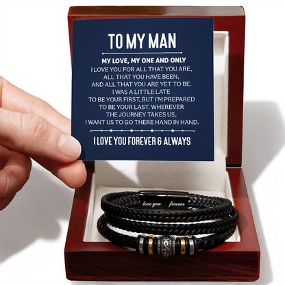 To My Man, My love, My one and only. Bracelet Gift for Husband