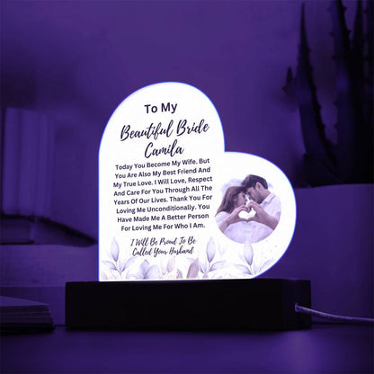 To My Beautiful Bride - Personalized Heart Acrylic