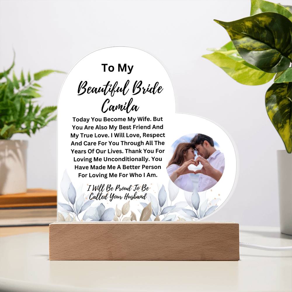 To My Beautiful Bride - Personalized Heart Acrylic