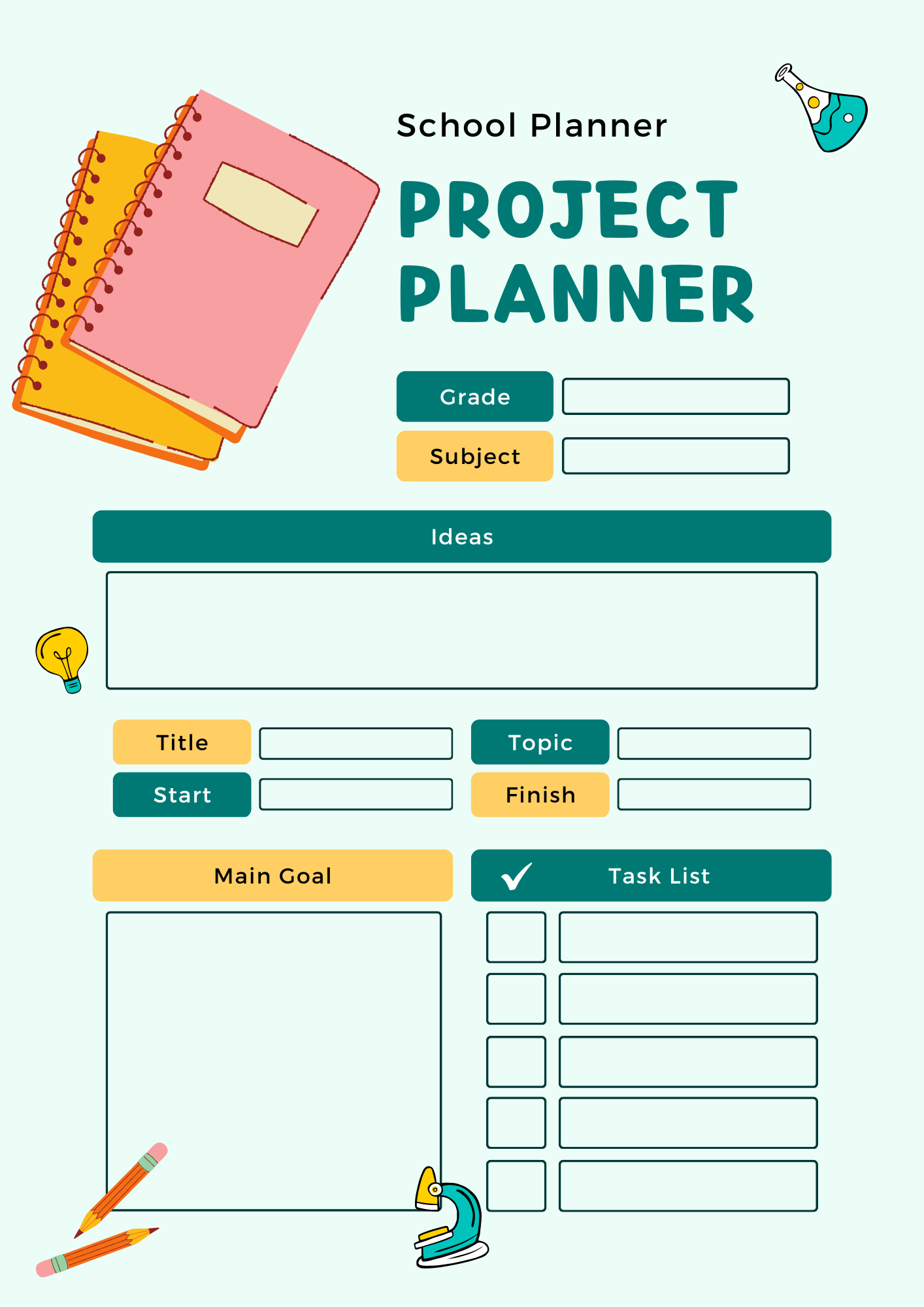 School Printables - Homeschool Digital Planner - School Weekly Planner -