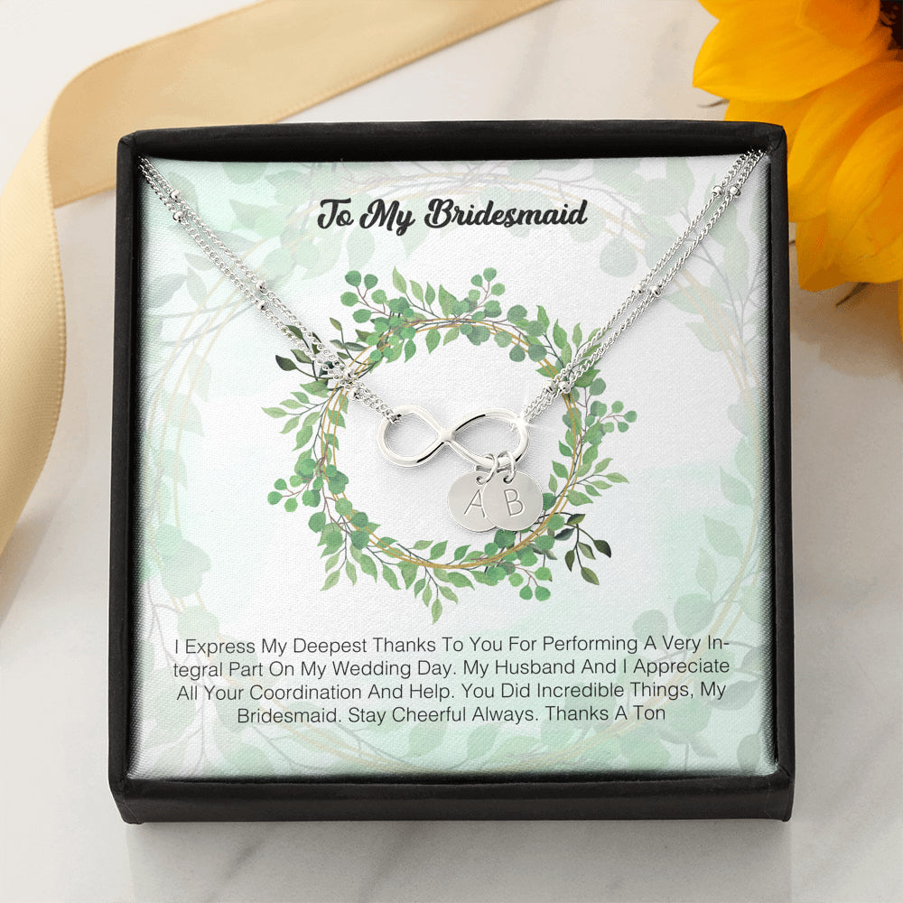 To My Bridesmaid - I Express My Deepest Thanks To You