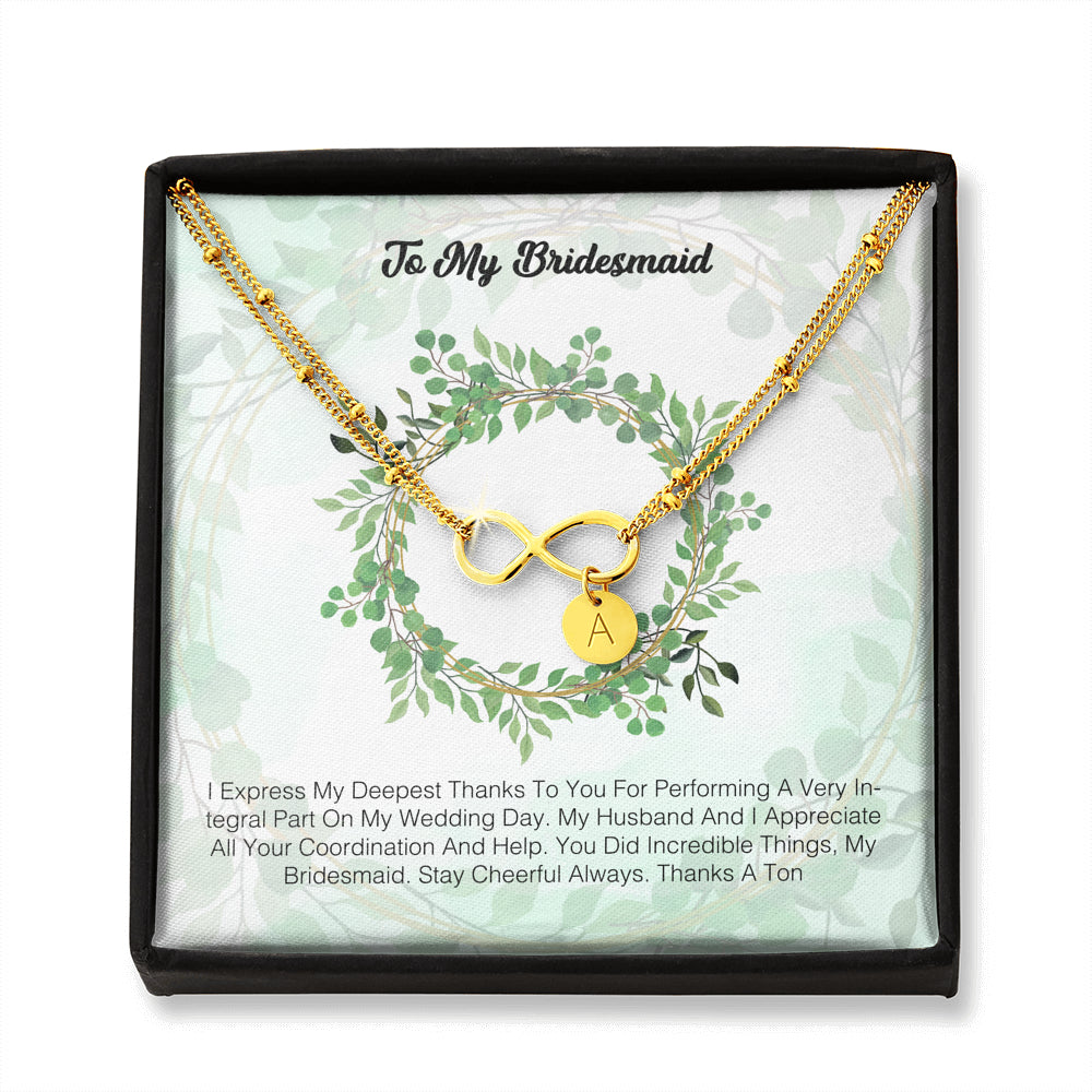 To My Bridesmaid - I Express My Deepest Thanks To You