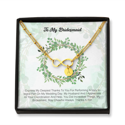 To My Bridesmaid - I Express My Deepest Thanks To You