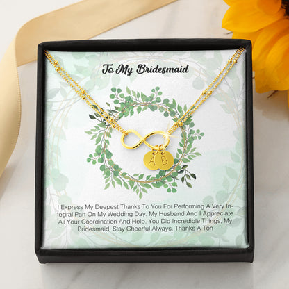 To My Bridesmaid - I Express My Deepest Thanks To You