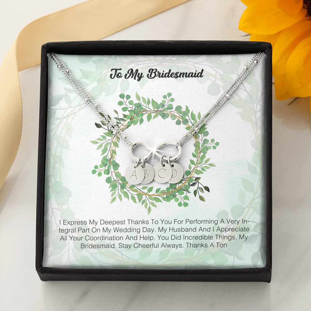 To My Bridesmaid - I Express My Deepest Thanks To You