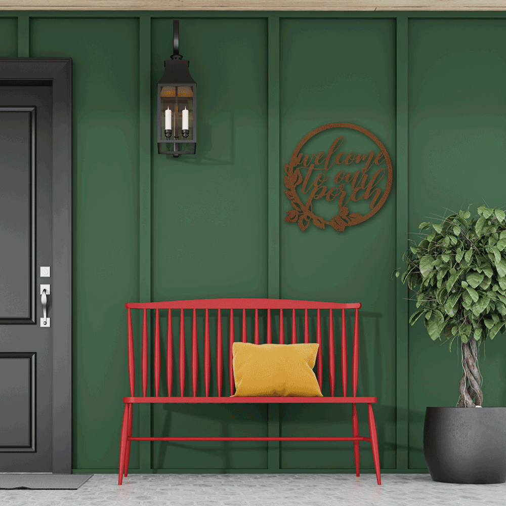 Metal art 1 welcome to our porch