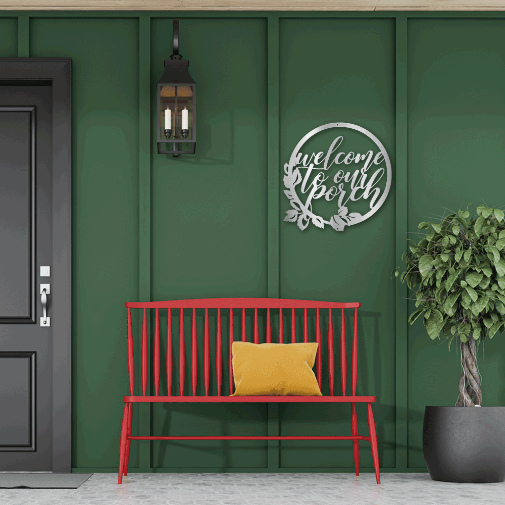 Metal art 1 welcome to our porch