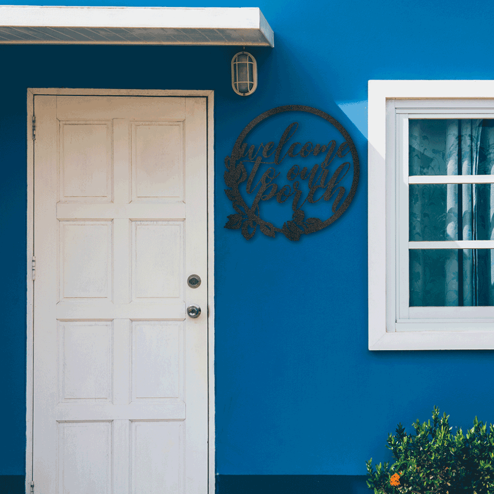 Metal art 1 welcome to our porch