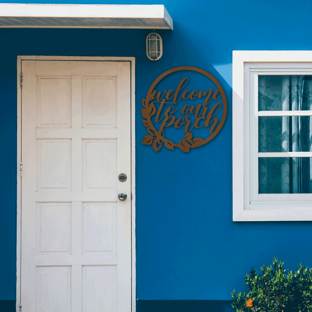 Metal art 1 welcome to our porch