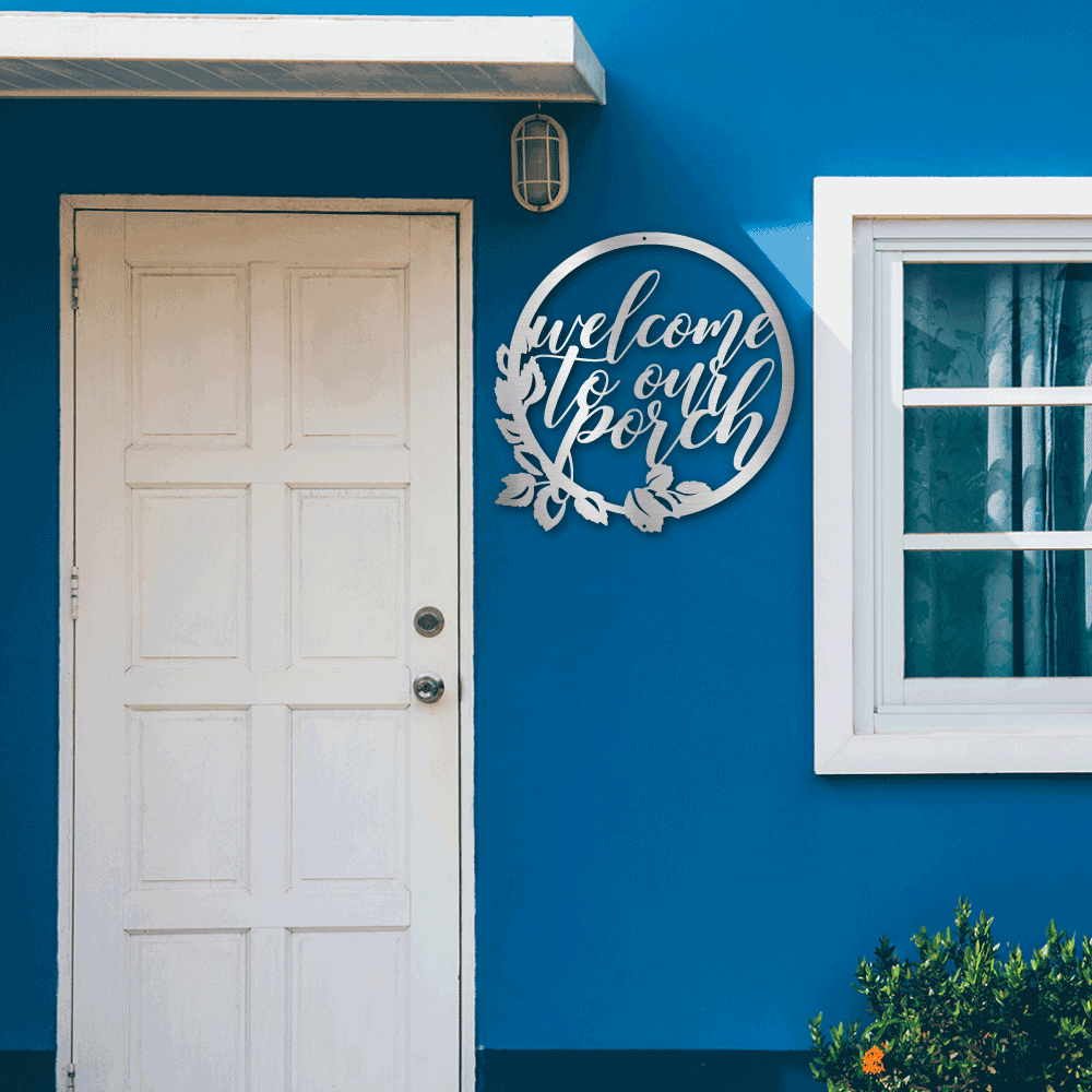 Metal art 1 welcome to our porch