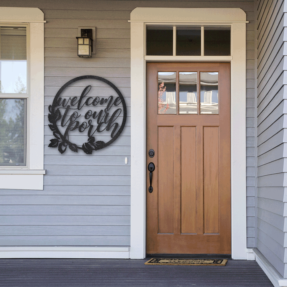 Metal art 1 welcome to our porch