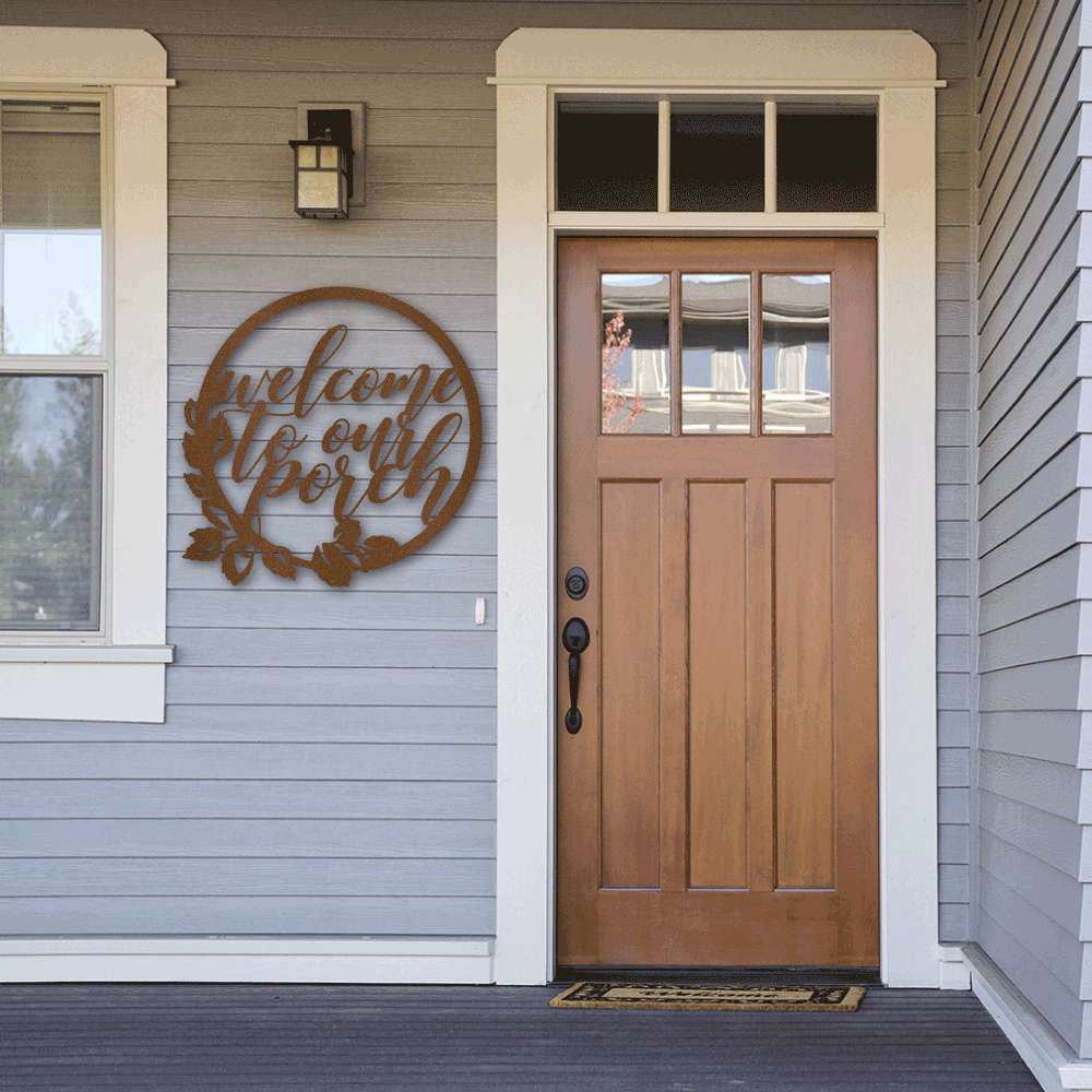 Metal art 1 welcome to our porch