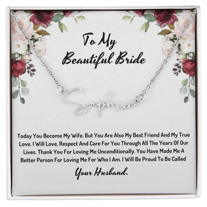 To My Beautiful Bride - Name necklace