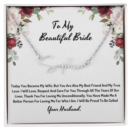 To My Beautiful Bride - Name necklace