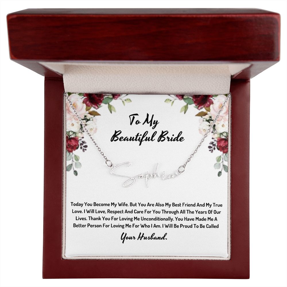 To My Beautiful Bride - Name necklace