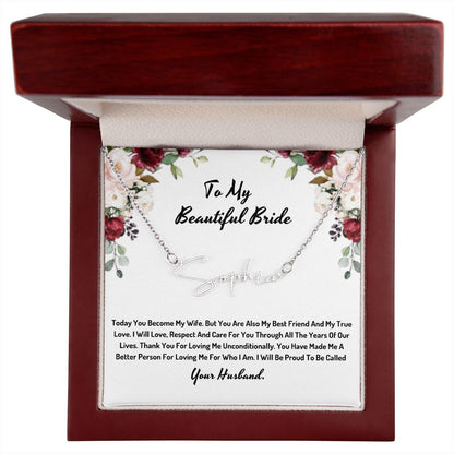 To My Beautiful Bride - Name necklace