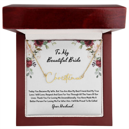 To My Beautiful Bride - Name necklace